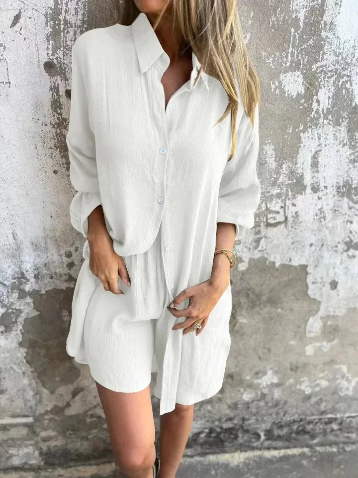 HendrixMode™ Nora | Luchtige Set met Effen Blouse en Korte Broek